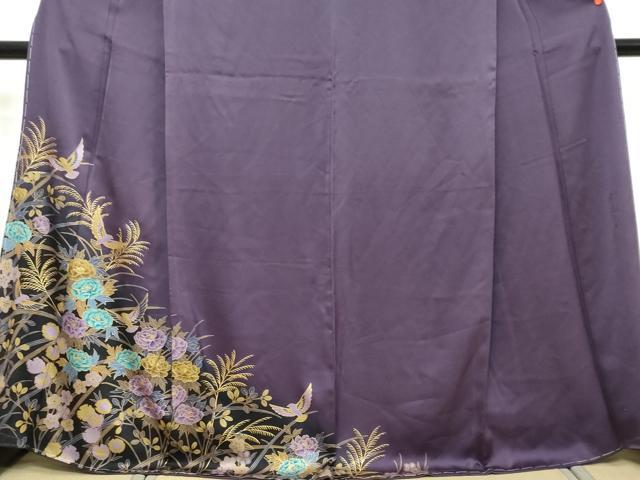 平和屋着物●染色作家　斉藤三才　訪問着　花鳥文　金彩　正絹　逸品　DABK0772ud