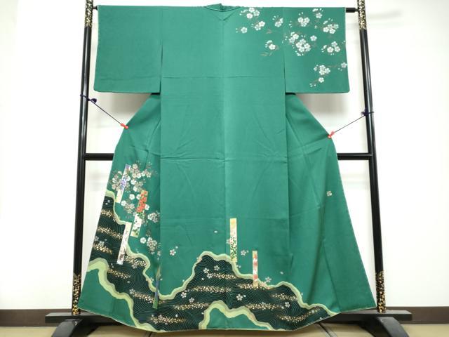平和屋着物●訪問着　作家物　リバーシブル　道長短冊草花文　金彩　正絹　逸品　未使用　DABK0774ud
