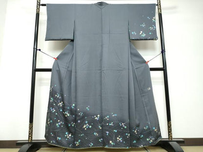平和屋着物●訪問着　作家物　リバーシブル　道長短冊草花文　金彩　正絹　逸品　未使用　DABK0774ud