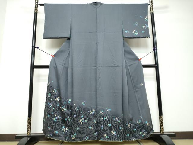 平和屋着物●訪問着　作家物　リバーシブル　道長短冊草花文　金彩　正絹　逸品　未使用　DABK0774ud