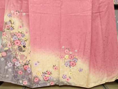 平和屋着物●豪華振袖　手毬花文　暈し染め　金彩　正絹　逸品　DABK0781ud