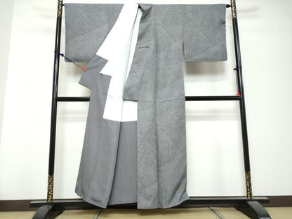 平和屋着物●上質な小紋　切嵌鹿の子文　黒地　正絹　逸品　未使用　DABK0787ud