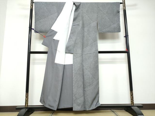 平和屋着物●上質な小紋　切嵌鹿の子文　黒地　正絹　逸品　未使用　DABK0787ud