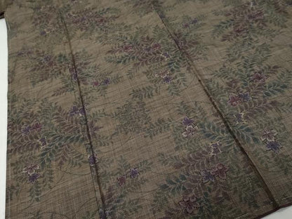 平和屋着物●本場大島紬　9マルキ　古代染色純泥染　草花文　叶孝則作　証紙付き　正絹　逸品　未使用　DABK0792ud