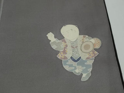 平和屋着物●本場大島紬　9マルキ　童子遊び　正絹　逸品　DABK0797ud