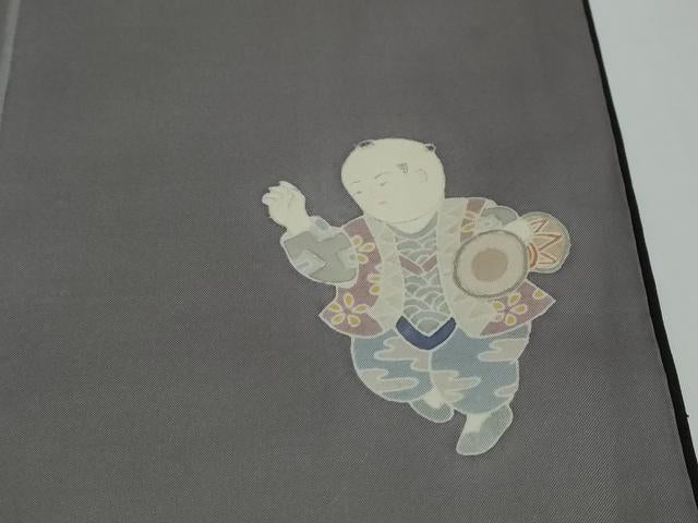 平和屋着物●本場大島紬　9マルキ　童子遊び　正絹　逸品　DABK0797ud