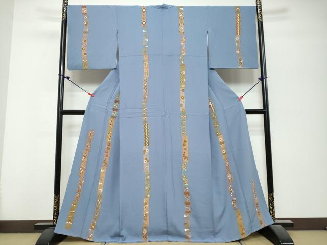 平和屋着物●訪問着　短冊吉祥花文　正絹　逸品　DABK0799ud