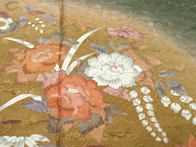 平和屋着物●訪問着　草花文　暈し染め　正絹　逸品　DABK0802ud