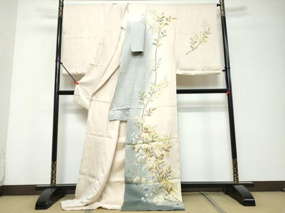 平和屋着物●訪問着　作家物　枝花文　暈し染め　仮絵羽　正絹　逸品　未使用　DABK0807ud