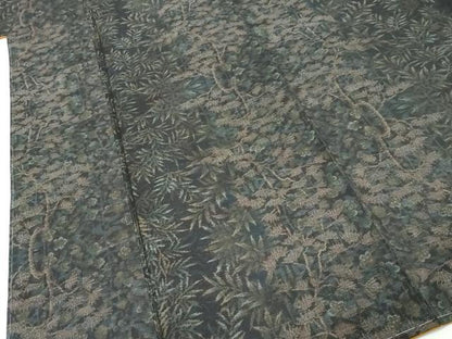 平和屋着物●本場大島紬　古代染色純泥染　枝葉間道　さが美扱い　証紙付き　正絹　逸品　未使用　DABK0817ud