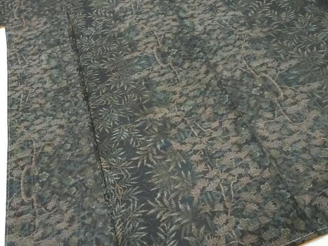 平和屋着物●本場大島紬　古代染色純泥染　枝葉間道　さが美扱い　証紙付き　正絹　逸品　未使用　DABK0817ud