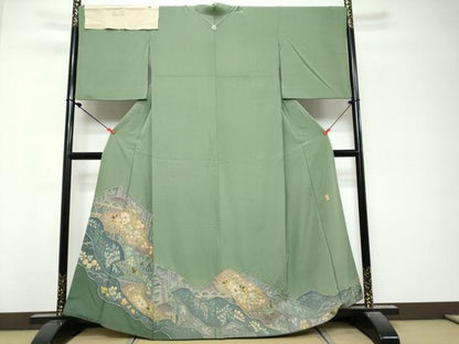 平和屋着物●豪華色留袖　友禅　作家物　辻が花　金彩　反端付き　正絹　逸品　DABK0822ud