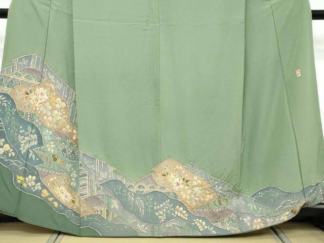 平和屋着物●豪華色留袖　友禅　作家物　辻が花　金彩　反端付き　正絹　逸品　DABK0822ud