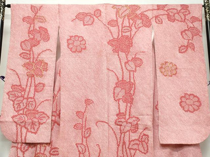 平和屋着物●豪華振袖　駒刺繍　総絞り　草花文　正絹　逸品　DABK0825ud