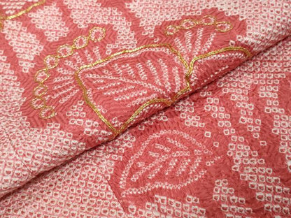 平和屋着物●豪華振袖　駒刺繍　総絞り　草花文　正絹　逸品　DABK0825ud