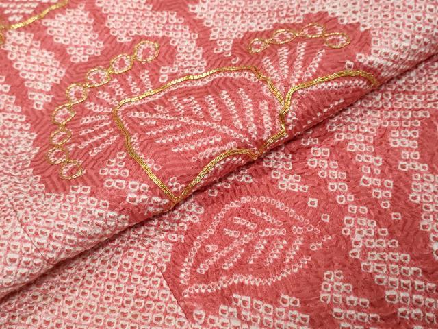平和屋着物●豪華振袖　駒刺繍　総絞り　草花文　正絹　逸品　DABK0825ud