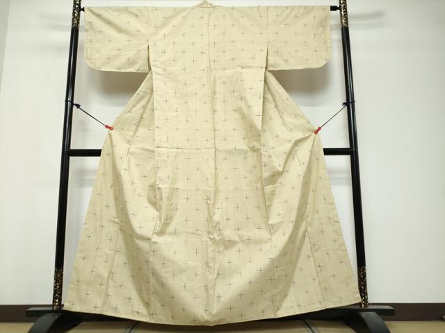 平和屋着物●上質な紬　十字絣　胴抜き仕立て　正絹　逸品　未使用　DABK0828ud