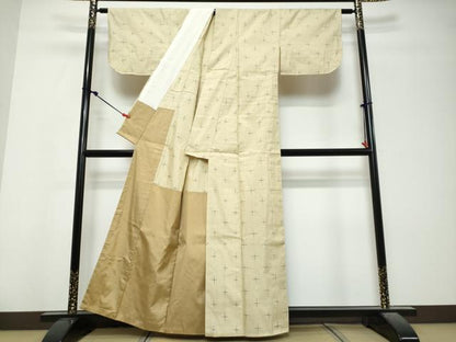 平和屋着物●上質な紬　十字絣　胴抜き仕立て　正絹　逸品　未使用　DABK0828ud