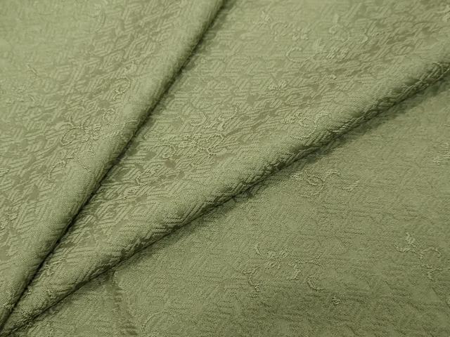 平和屋着物●上質な色無地　花唐草地紋　松葉色　正絹　逸品　DABK0848ud