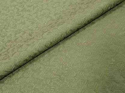 平和屋着物●上質な色無地　花唐草地紋　松葉色　正絹　逸品　DABK0848ud