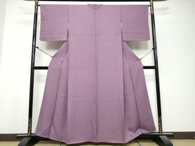 平和屋着物●上質な色無地　箔散らし地紋　茄子紺色　正絹　逸品　未使用　DABK0850ud