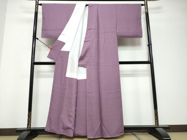 平和屋着物●上質な色無地　箔散らし地紋　茄子紺色　正絹　逸品　未使用　DABK0850ud
