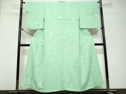 平和屋着物●上質な小紋　地紋起こし　流水文舞花文　正絹　逸品　DABK0851ud