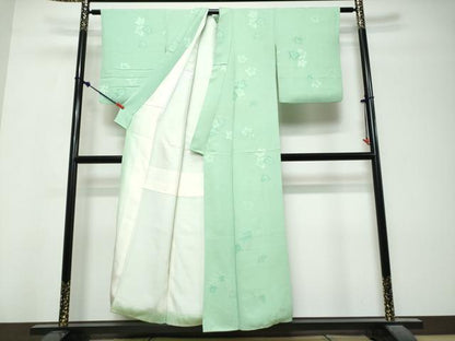 平和屋着物●上質な小紋　地紋起こし　流水文舞花文　正絹　逸品　DABK0851ud