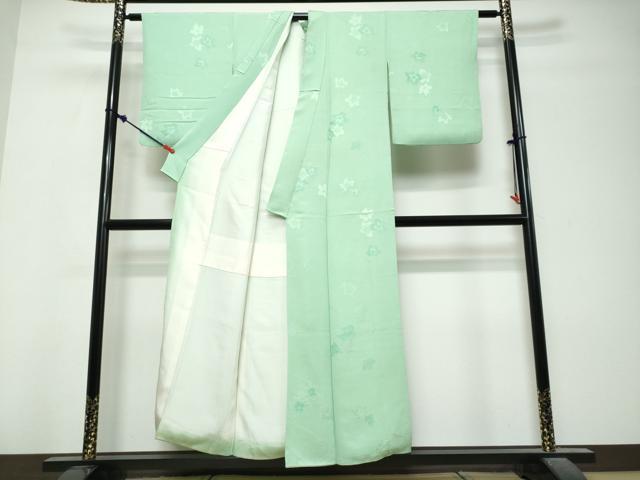 平和屋着物●上質な小紋　地紋起こし　流水文舞花文　正絹　逸品　DABK0851ud