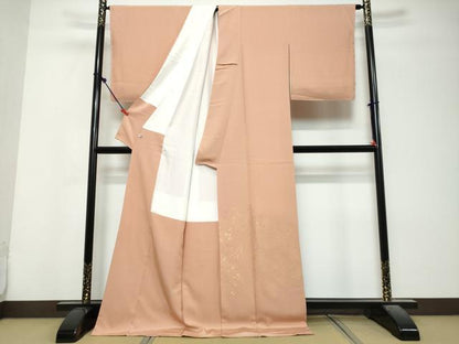 平和屋着物●色留訪問着　箔散らし　金通し地　ロング丈　正絹　逸品　未使用　DABK0853ud