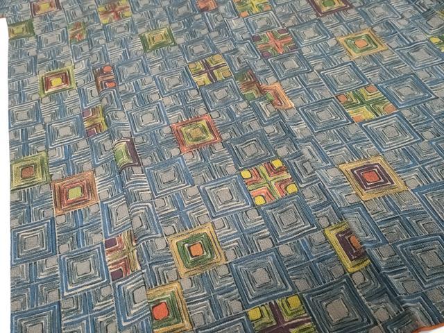 平和屋着物●上質な小紋　変わり格子　正絹　逸品　DABK0854ud