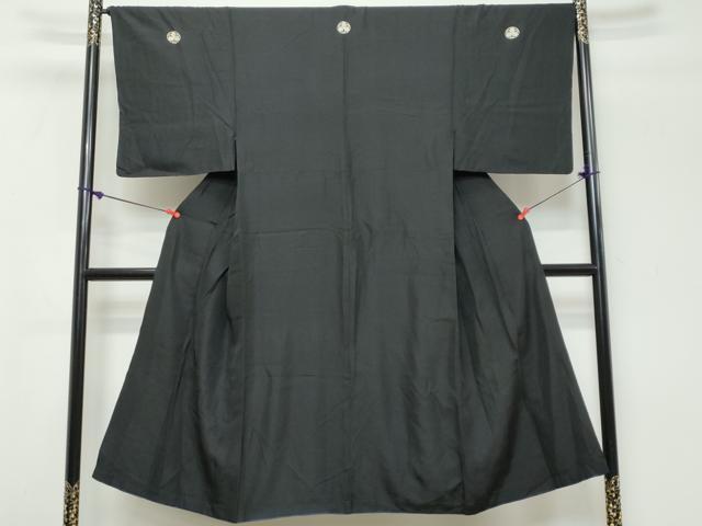 平和屋着物●男性　黒紋付　正絹　逸品　DABK0861ud
