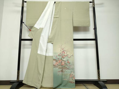 平和屋着物●豪華色留袖　友禅　作家物　飛鶴草花文　暈し染め　金彩　正絹　逸品　DABK0862ud