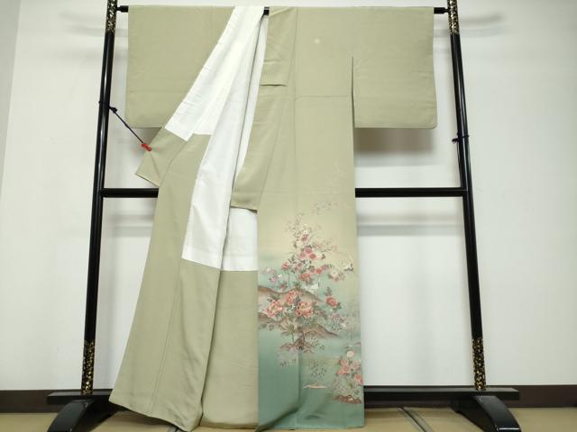 平和屋着物●豪華色留袖　友禅　作家物　飛鶴草花文　暈し染め　金彩　正絹　逸品　DABK0862ud