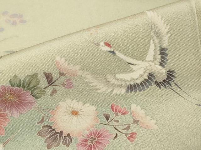 平和屋着物●豪華色留袖　友禅　作家物　飛鶴草花文　暈し染め　金彩　正絹　逸品　DABK0862ud