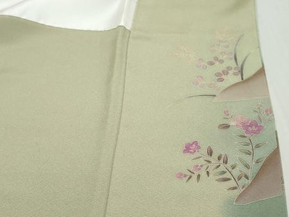 平和屋着物●豪華色留袖　友禅　作家物　飛鶴草花文　暈し染め　金彩　正絹　逸品　DABK0862ud
