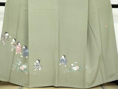 平和屋着物●豪華色留袖　友禅　作家物　童子遊び　正絹　逸品　未使用　DABK0864ud