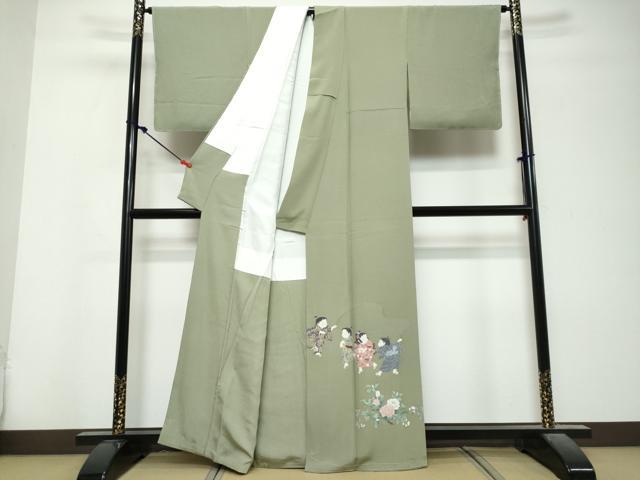 平和屋着物●豪華色留袖　友禅　作家物　童子遊び　正絹　逸品　未使用　DABK0864ud