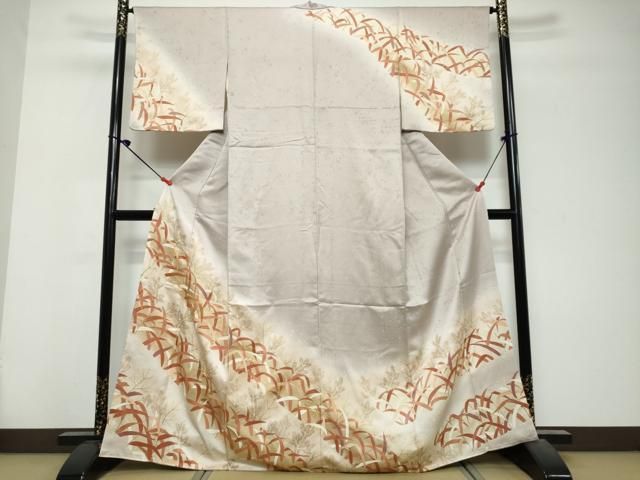 平和屋着物●銀座きしや　訪問着　駒刺繍　松葉草文　暈し染め　金彩　正絹　逸品　DABK0871ud