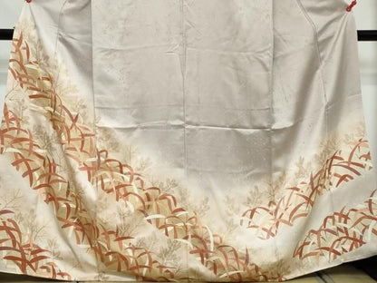 平和屋着物●銀座きしや　訪問着　駒刺繍　松葉草文　暈し染め　金彩　正絹　逸品　DABK0871ud