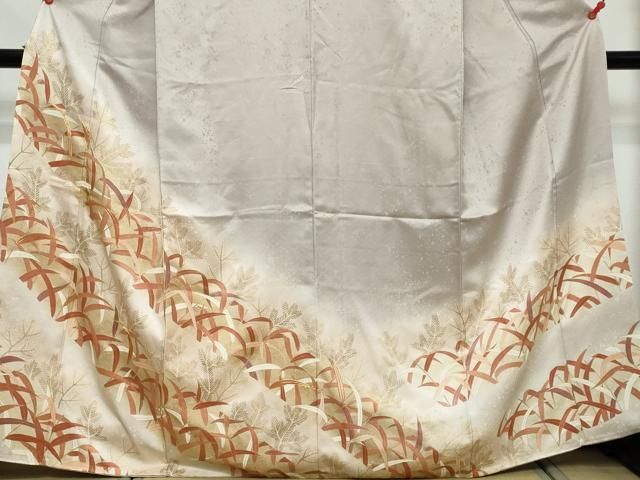 平和屋着物●銀座きしや　訪問着　駒刺繍　松葉草文　暈し染め　金彩　正絹　逸品　DABK0871ud