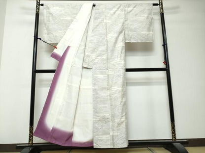 平和屋着物●本場大島紬　白大島　120亀甲　遠山風景文　正絹　逸品　未使用　DABK0873ud