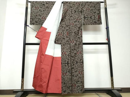 平和屋着物●本場大島紬　7マルキ　枝葉文　正絹　逸品　DABK0874ud
