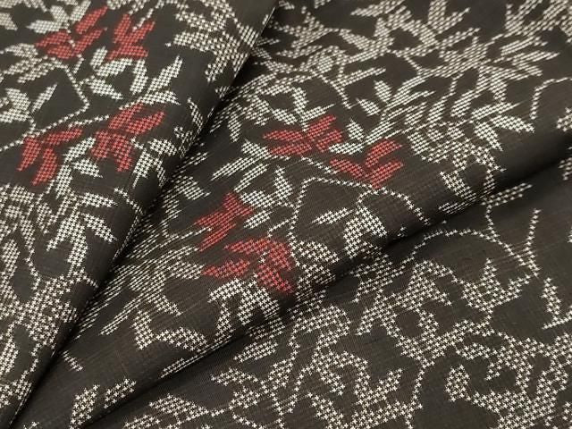 平和屋着物●本場大島紬　7マルキ　枝葉文　正絹　逸品　DABK0874ud