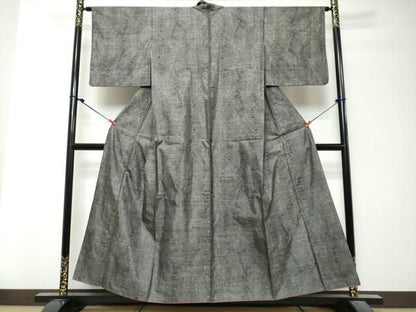 平和屋着物●本場大島紬　9マルキ　草花文　正絹　逸品　DABK0876ud