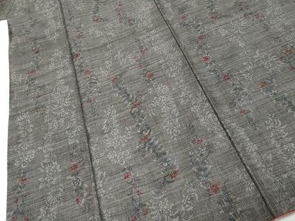 平和屋着物●本場大島紬　9マルキ　草花文　正絹　逸品　DABK0876ud