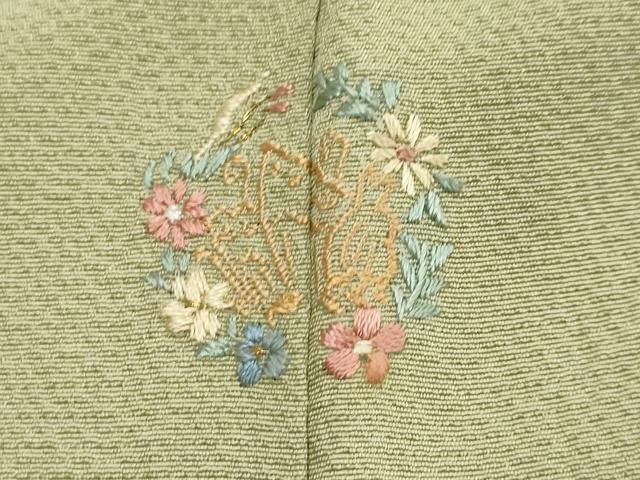 平和屋着物●染師　故・山代谷隆　色無地　抹茶色　正絹　逸品　DABK0880ud