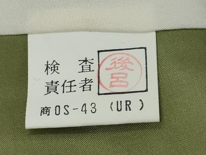 平和屋着物●染師　故・山代谷隆　色無地　抹茶色　正絹　逸品　DABK0880ud