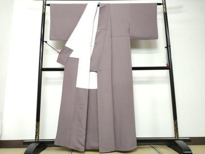 平和屋着物●上質な色無地　葡萄鼠色　正絹　逸品　DABK0882ud