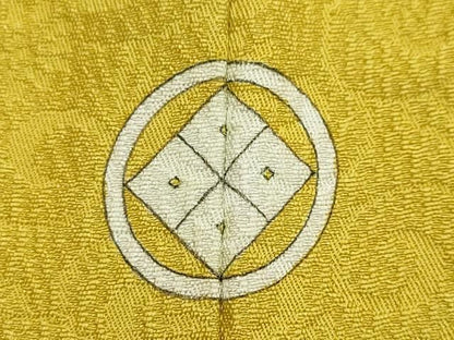 平和屋着物●上質な色無地　花唐草地紋　金糸雀色　正絹　逸品　DABK0883ud